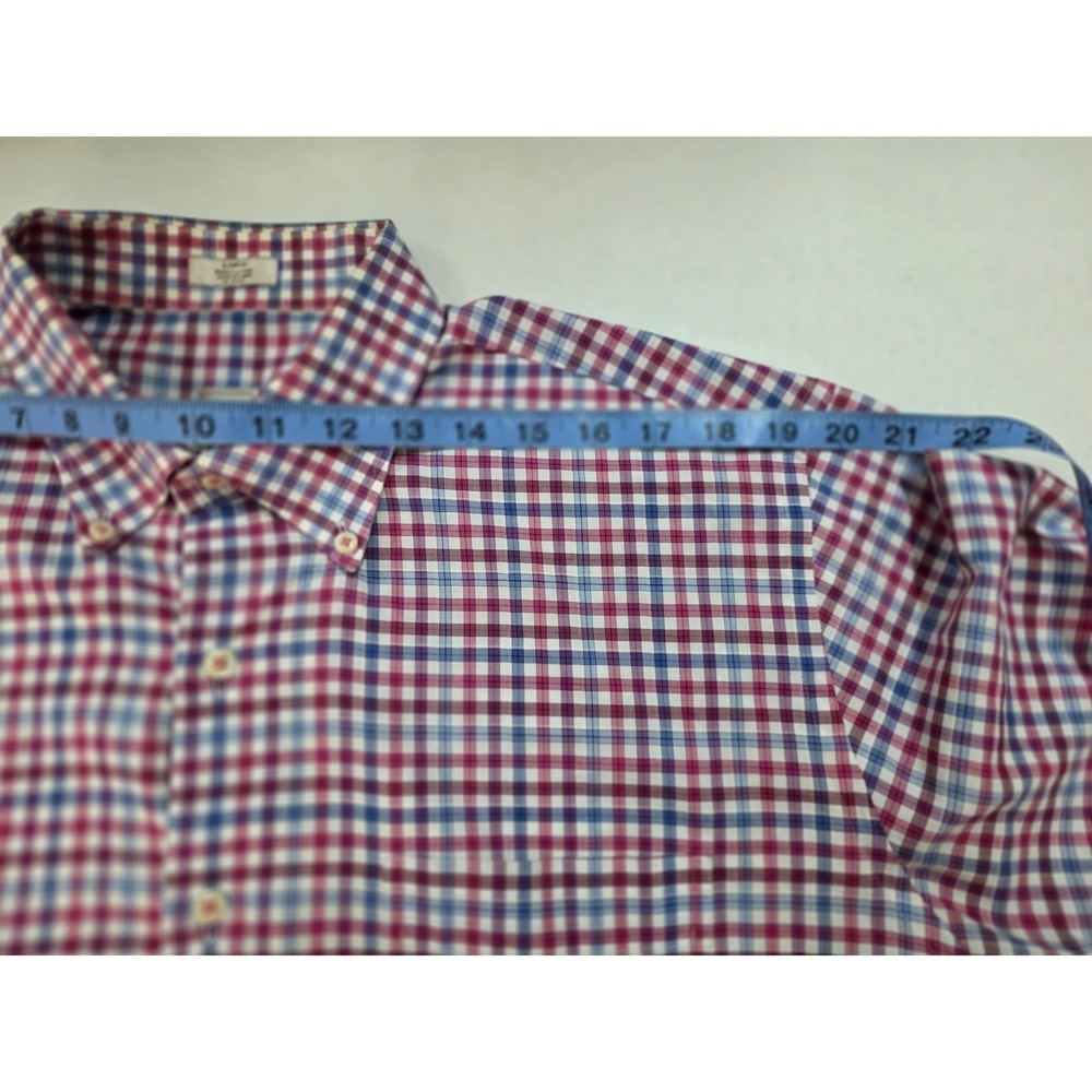 Peter Millar Mens Large Plaid Button Down Shirt Purple Blue White Cotton L Long - Picture 9 of 10